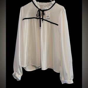 JCREW White Blouse with Black Tie L